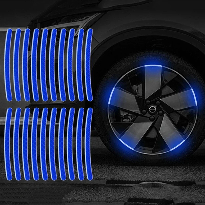 20ks žiarivé prúžky automobilové koleso Reflexná nálepka Vysoké reflexné pruhy pásky pre motocyklové bicykle
