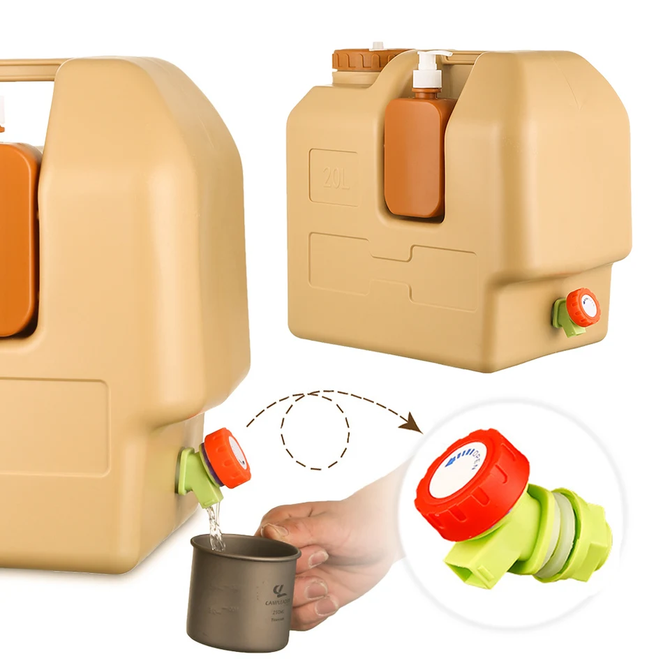 20L prenosná kempingová džbánka s vodou Spigot a mydla Dispenser Storage Tank BPA Free na kempingové rybárske piknikové turistika