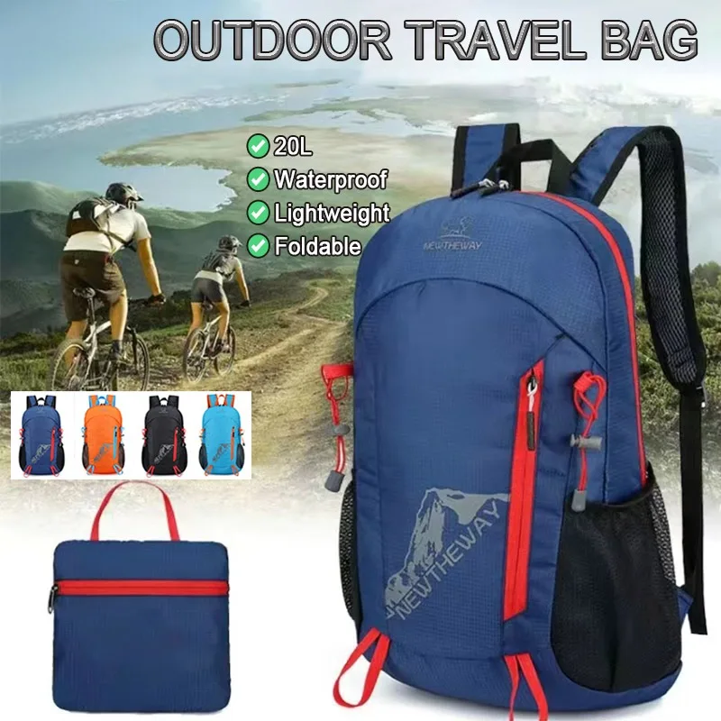 20L skladacie cestovné batoh vodotesné tašky BAGPACK TAST BAG MALÉ BAG Batoh Men Duffel Bag Portabale Pánske tašky