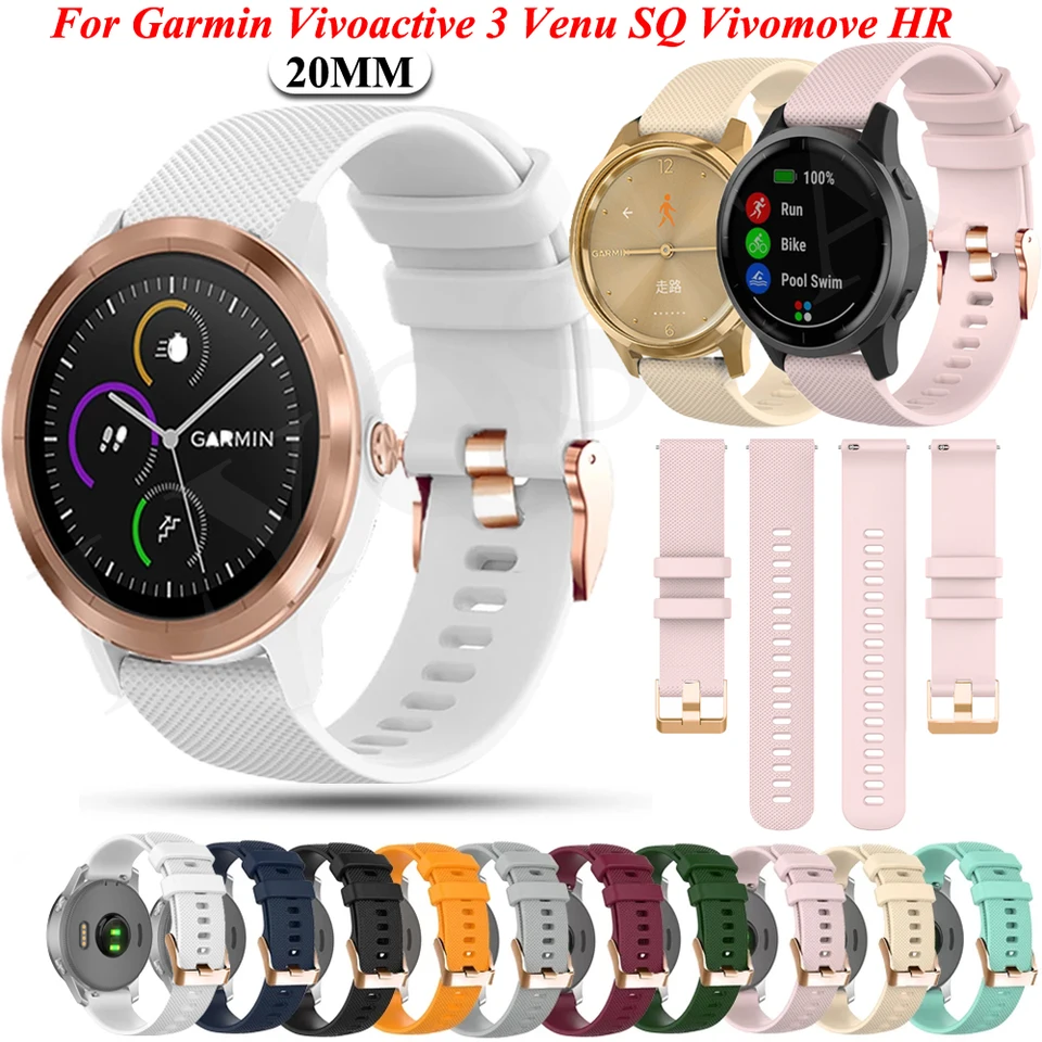 20mmsmart hodinkový remienok pre Garmin Venu SQ VivoActive 3 Venu2 plus silikónový náramok Forerunner 645 245 Vivomove HR Bracelet Base