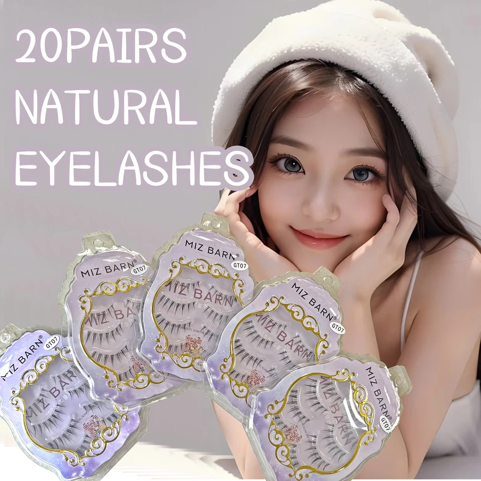 20pairs Prírodné falošné riasy tenké kapely ručne vyrobené krátke svetlejšie mihalnice cosplay kórejské módne múdre náradie na predĺženie make -upu
