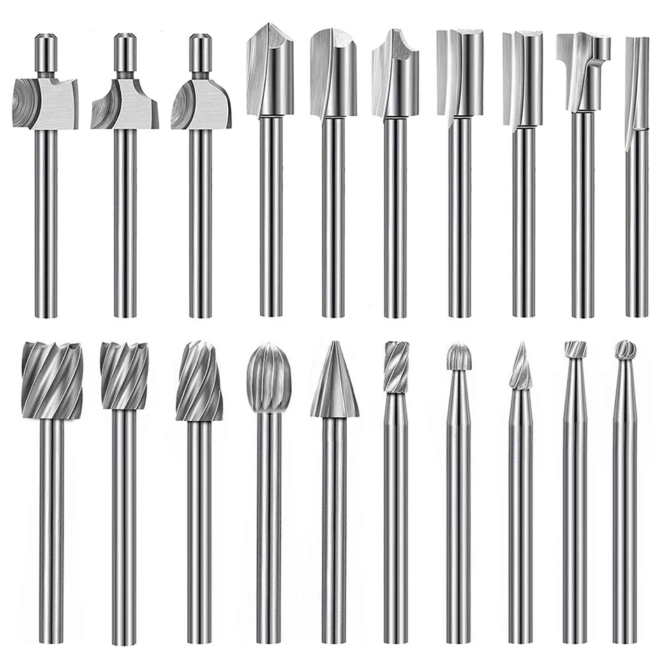 20pc HSS Router Carbid Gravír BITS pre Dremel Router Bit Set 1/8 palca (3 mm) Driem