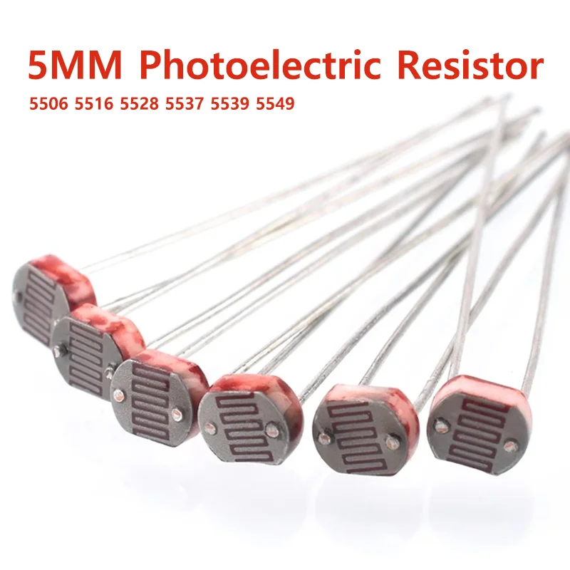 20pcs 5506 5516 5528 5537 5539 Svetlý rezistor LDR 5 mm fotoresistor Veľkoobchod Maloobchodný fotokonduktívny odpor