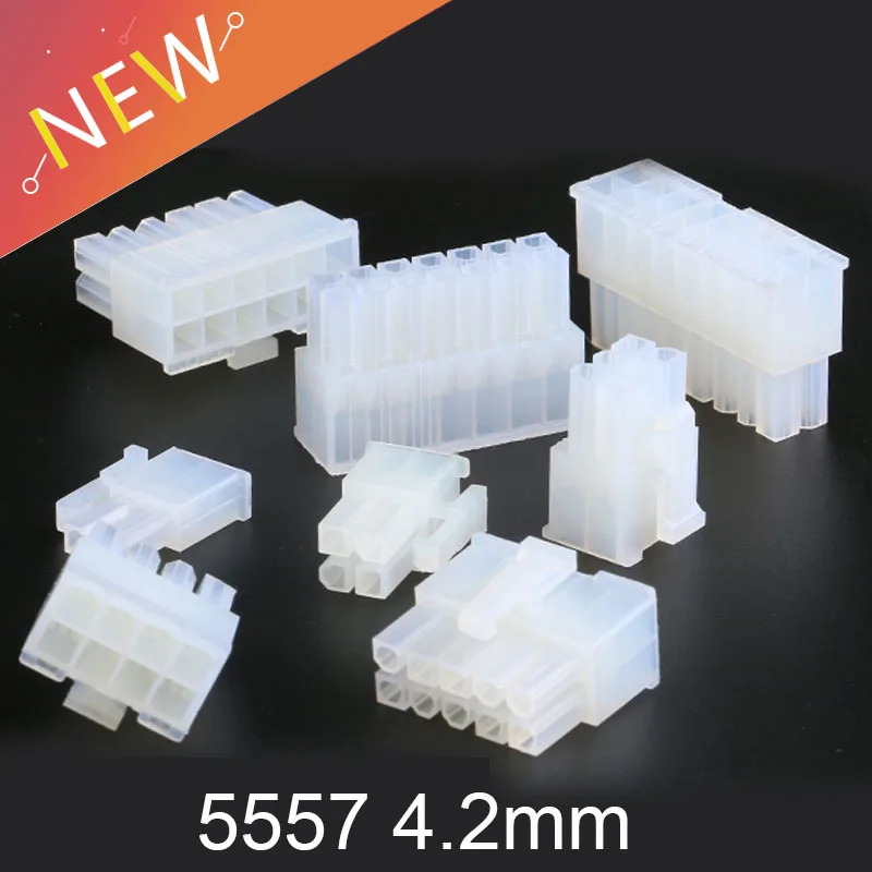 20pcs 5557 4,2 mm 2p 4p 6p 8p 10p 12p 14p 16p-24pin biely samec plastiku pre auto pre počítačové konektory kryty