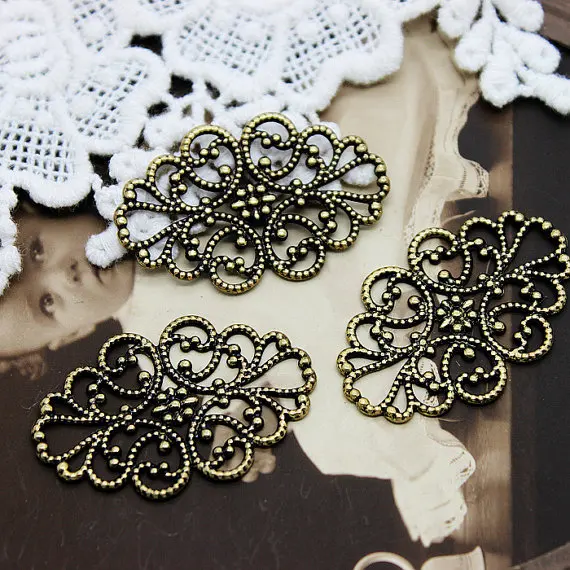 20pcs Antique Bronz Panted Brass Filigree 31,5x20mm šperkových konektorov nastavenia základného konektora Finding (Filig-B-21)