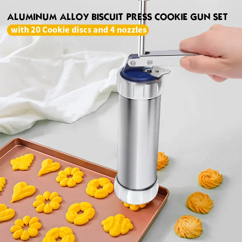 20pcs Cookie Press Stroj z nehrdzavejúcej ocele Extruder Press Press Cookie Gun Set Set