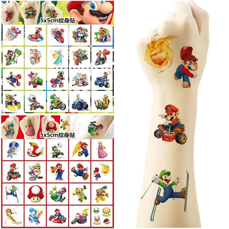 20pcs karikatúra Super Mario Dočasné tetovacie nálepky Vianoce Mario Children Tattoo pre deti vtipné narodeniny darček