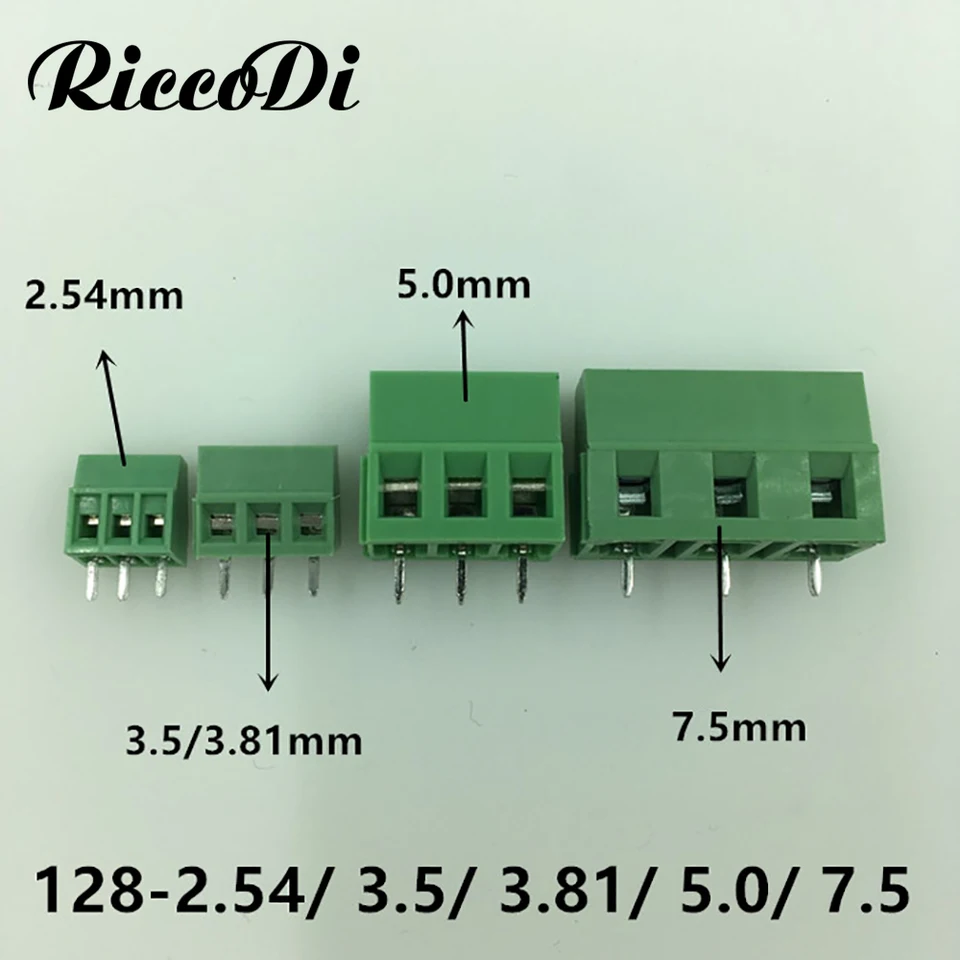 20pcs KF128-2,54 3,5 3,81 5,0 7,5 7. 5. PMP COPPER COPPER PCB Zátka 2pin 3pin PCB skrutkovacia svorka