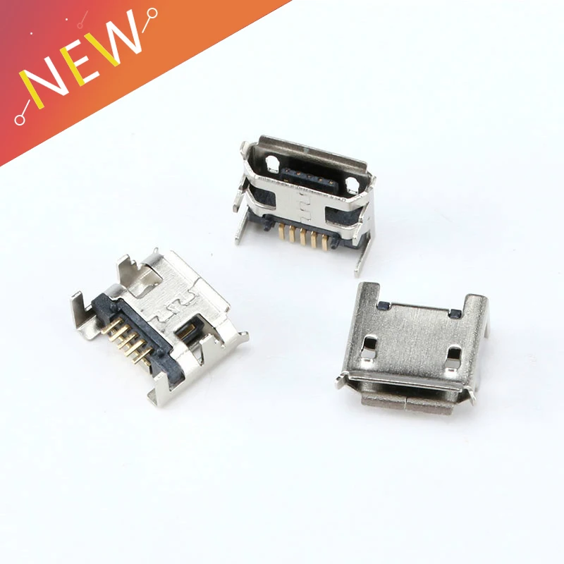 20pcs micro USB Typ B 5 PIN Ženský konektor soketu SMD 4 nohy 90 stupňov pre stôl mobilný telefón DIY príslušenstvo digitálne výrobky