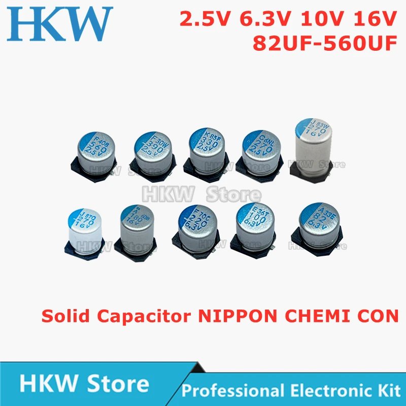 20pcs NCC Solid Cypitor SMD 2,5V 6,3V 10V 16V 82UF 100UF 180UF 220UF 330UF 390UF 470UF 560UF pre základnú dosku VGA Nippon Chemi