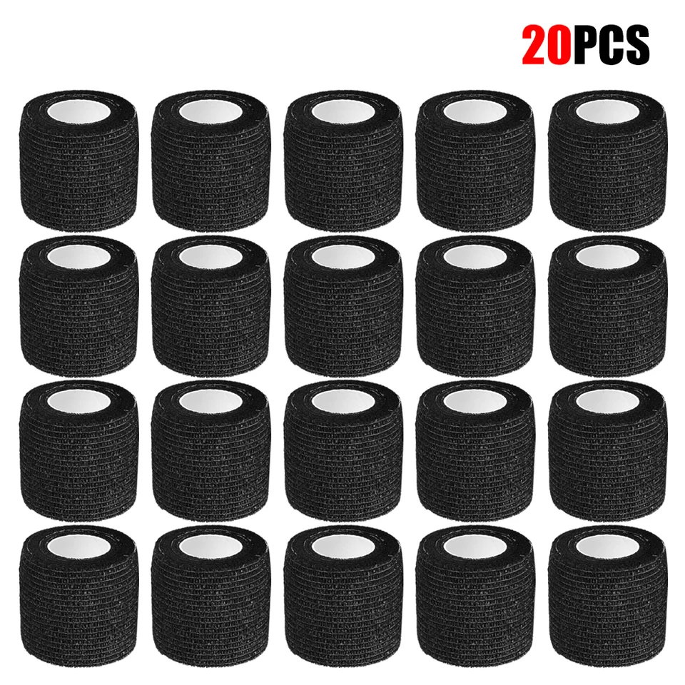 20Rollery čierne 5*450 cm jednorazové súdržné tetovanie pásky pásky Elastic Bandage Rolls pre tetovacie príslušenstvo stroja