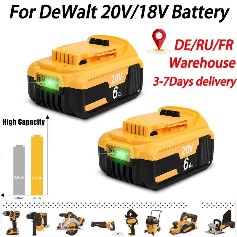 20V 3,0AH/6,0AH/9.0AH pre Dewalt DCB200 Výmena batérie kompatibilnej s batériou kompatibilnou s DCB206 DCB207 DCB204 DCB203 +nabíjačkou batérie