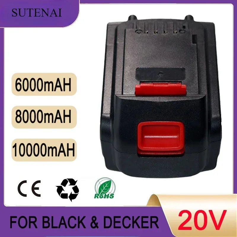 20V 6000 mAh/8000 mAh/10000 mAh li-ion Nabíjateľná výmena batérie za čiernu a Decker LB20 LBX20 LBXR20 EAKTIONAL BATTER