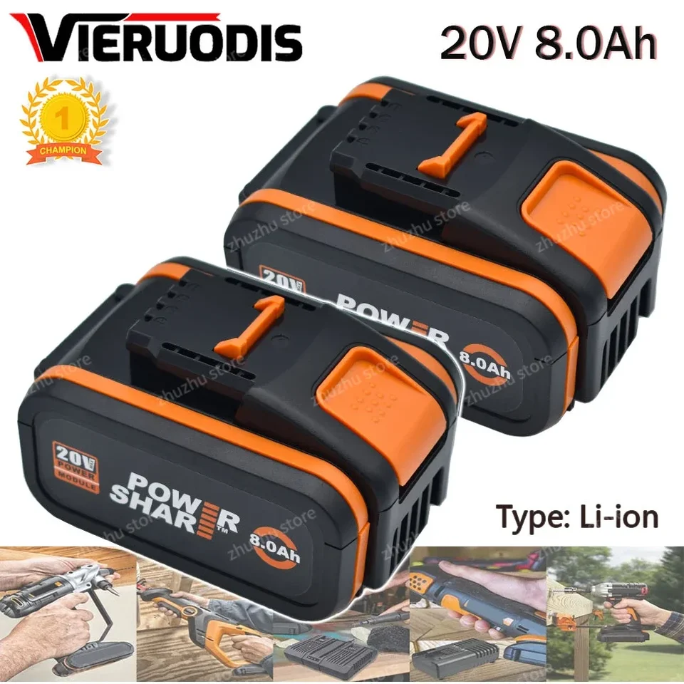 20V 8,0AH/8000MAH lítium -iónového náhrady dobíjateľnú batériu pre WORX WA3551 WA3553 WX176 WX550 WX386 WX373 WX290 WX800 WU268
