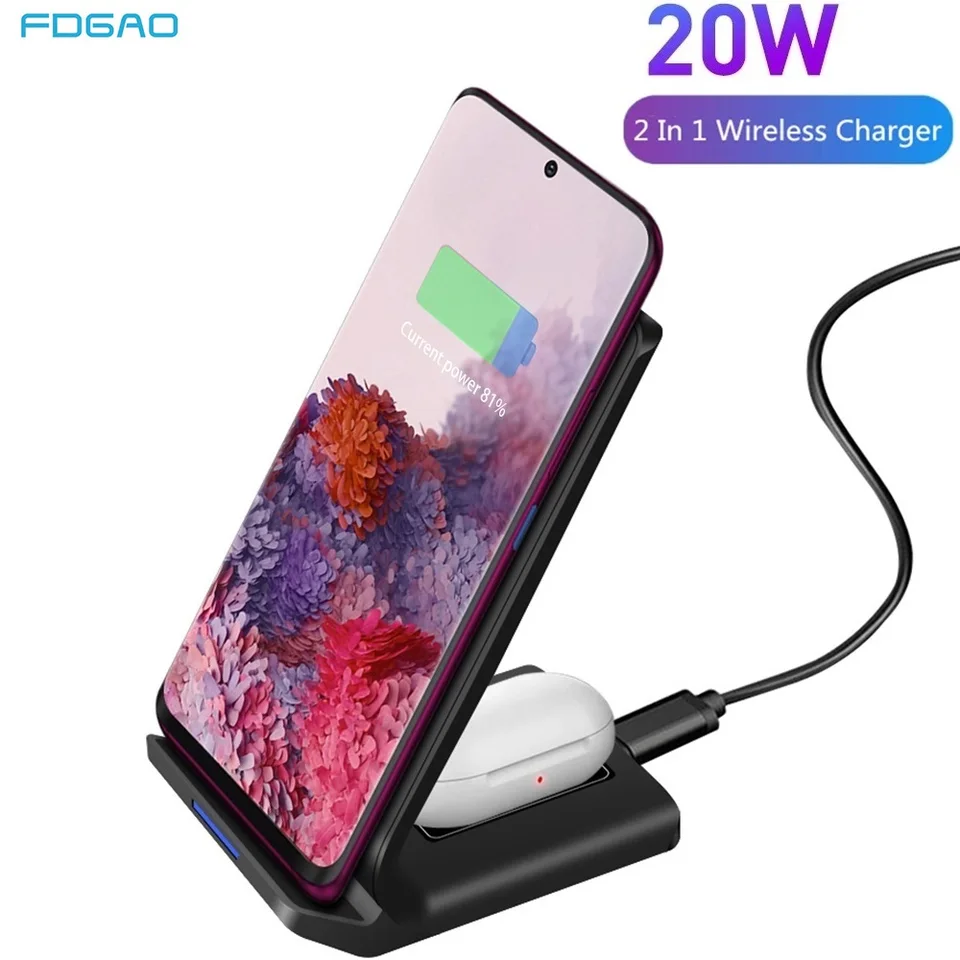 20W 2 in 1 bezdrôtové nabíjačky pre iPhone 16 15 14 13 12 Pro Max xr xs x AirPods Pro Samsung S24 S23 S22 Buds nabíjanie Dock