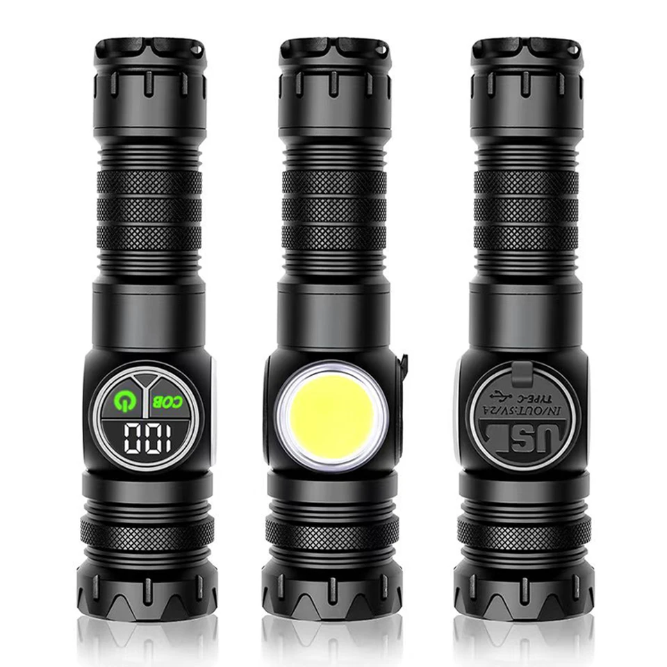 20W LED silné svetlo baterka s COB Sidelight Núdzová baterka Magnetická základňa nabíjanie typu C pre vonkajší turistický rybolov