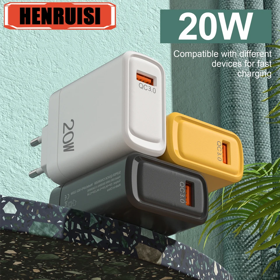 20W USB Charger Rýchle nabíjanie EU/US Plug Wall Charger pre iPhone15 Xiaomi Samsung Huawei QC 3.0 Prenosný USB Phone Rýchle nabíjačka