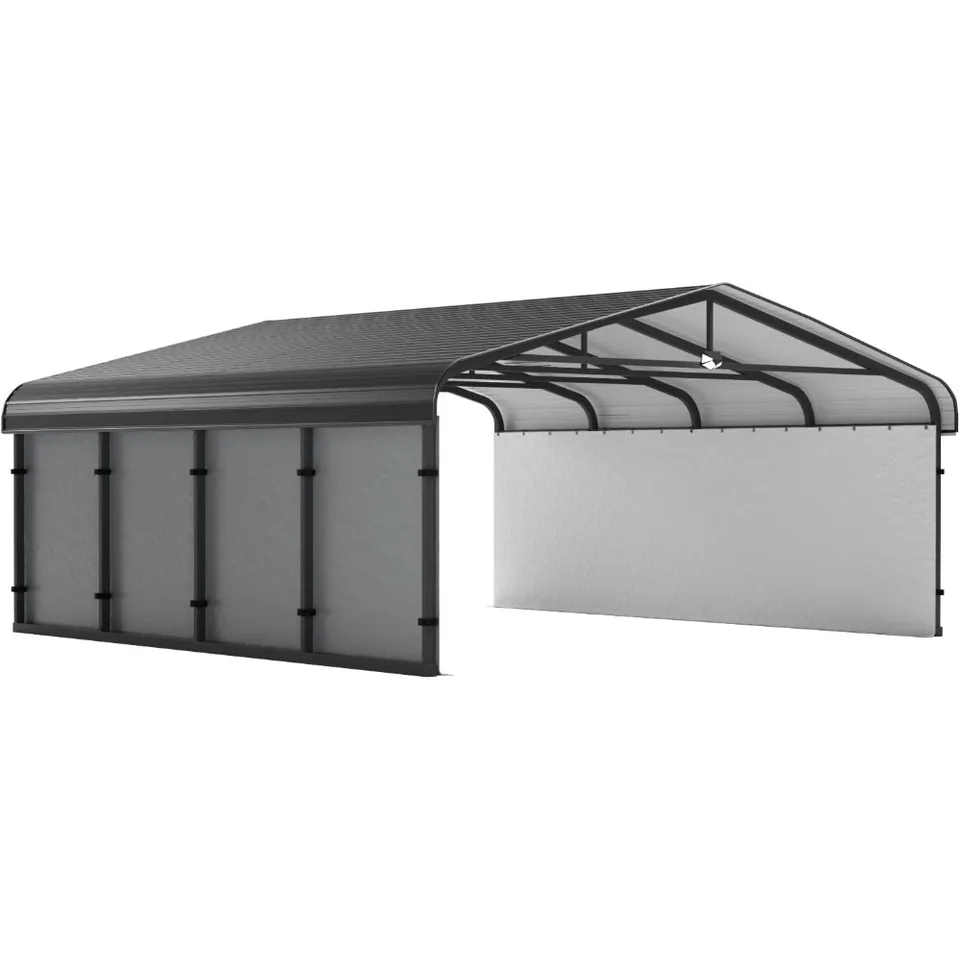 20x20 Kovový prístav, Carport Canopy 20x20 High Duty, galvanizovaný oceľový strešný automobil s odnímateľnou PE Sidewalls240LX240 