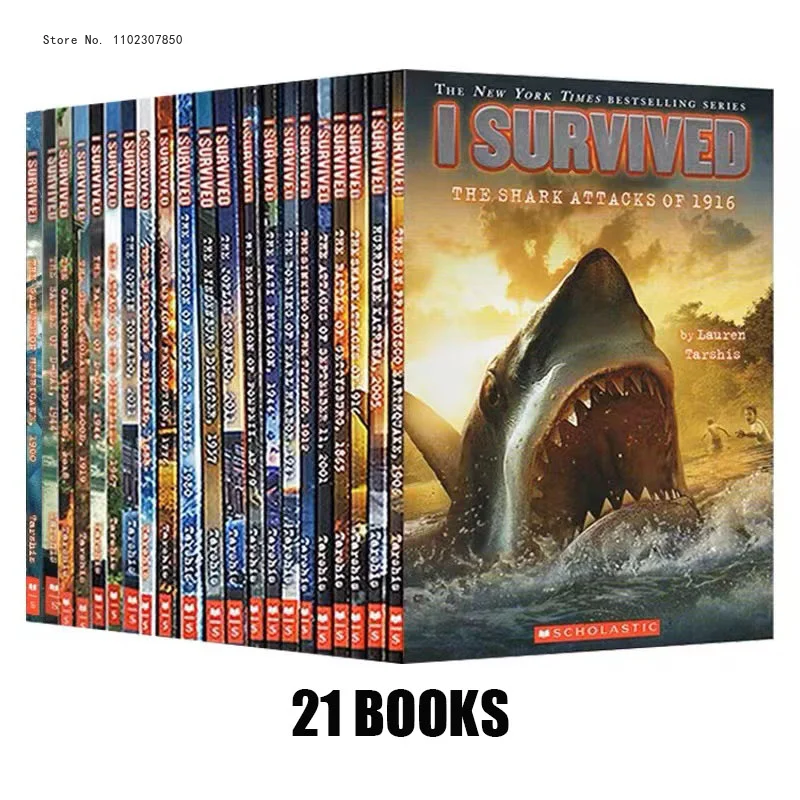 21 kníh/set I prežilo anglické čítanie kníh kníh katastrofy História prežitia Novel Escape Guide Detské vedecké kapitoly Knihy