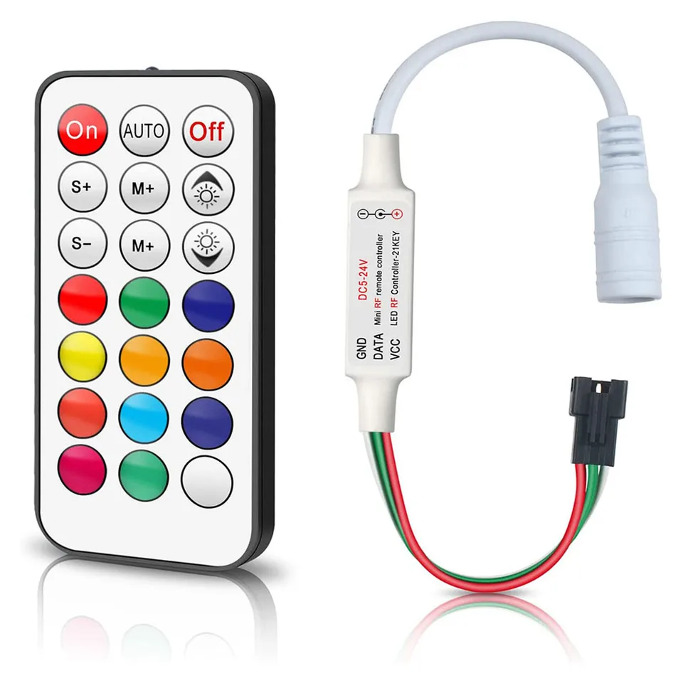 21 Kľúčové RF WS2811/WS2812B SLOCK Light Svetlo s ovládačom stmievania LED
