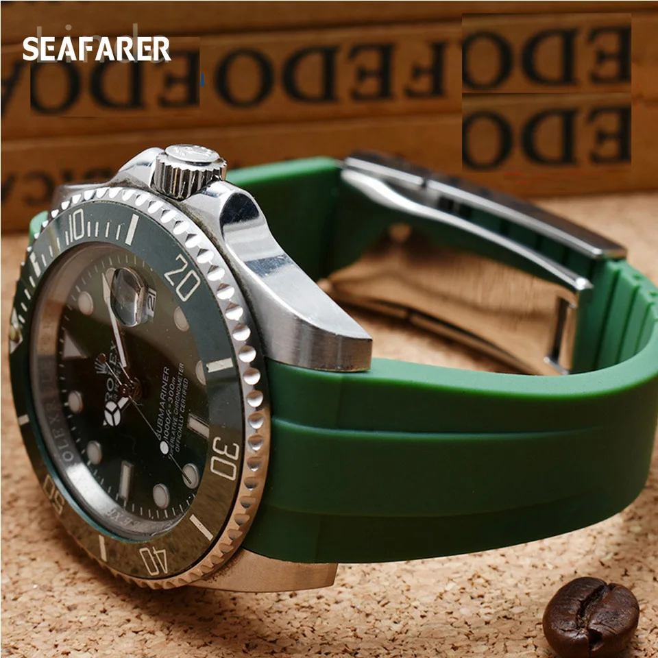 21 mm 20 mm Hight Quality Watch Band Fit for Rolex Daytona Submariner Oysterflex GMT Deepsea pre gumový silikónový popruh pre prieskumník
