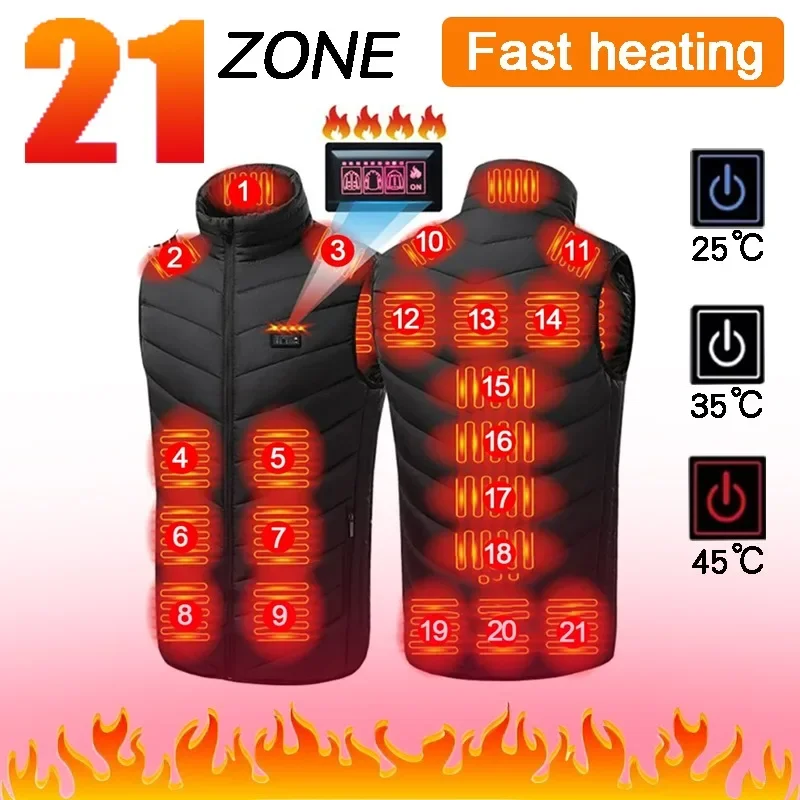 21 oblastí vyhrievaná bunda Men Ženy USB Elektrické kúrenie vesty pre zimné vonkajšie teplé tepelné kabáty parka bunda nová bavlnená bunda