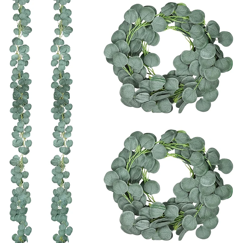 210 cm Green Eucalyptus Veniec s uvítacím znakom Artificial Eucalyptus Veniec Jarný letný veniec pre predné dvere Decor Dort