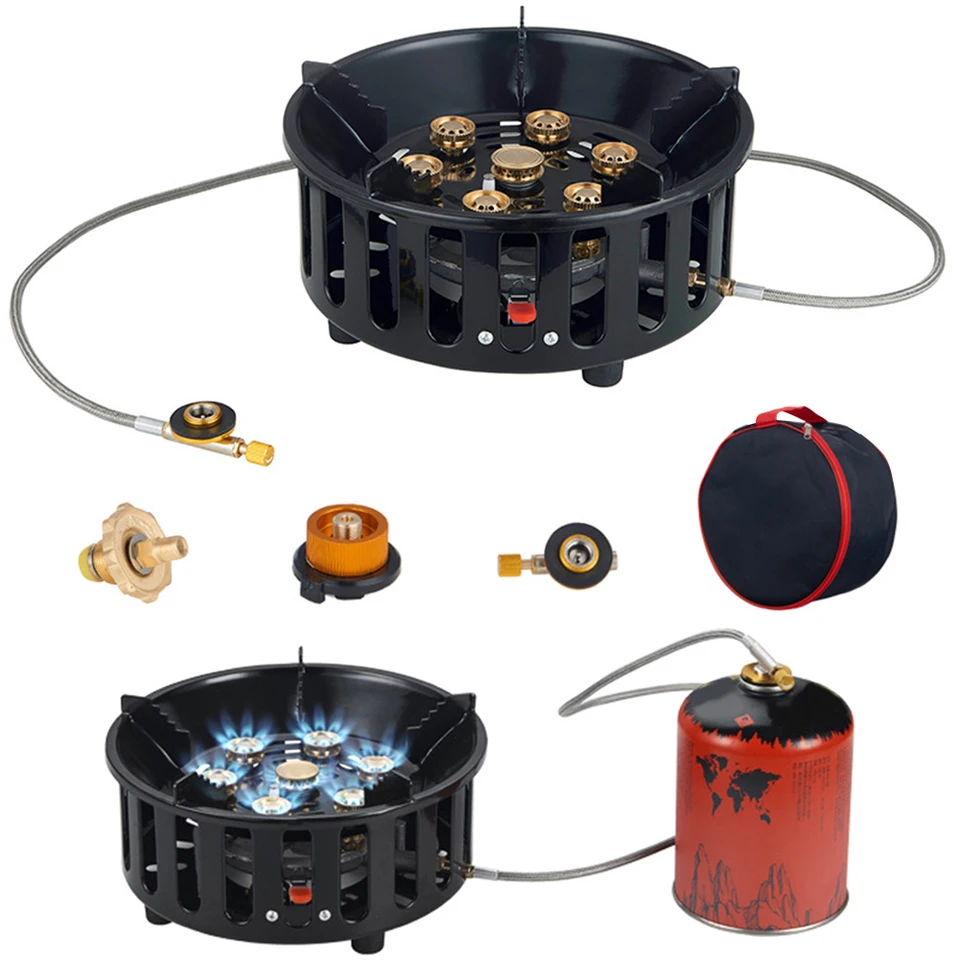 21000 W elektronické zapaľovacie plynové sporáky s adaptérom prenosné vonkajšie pece kovové kovové grilovanie horák na varenie