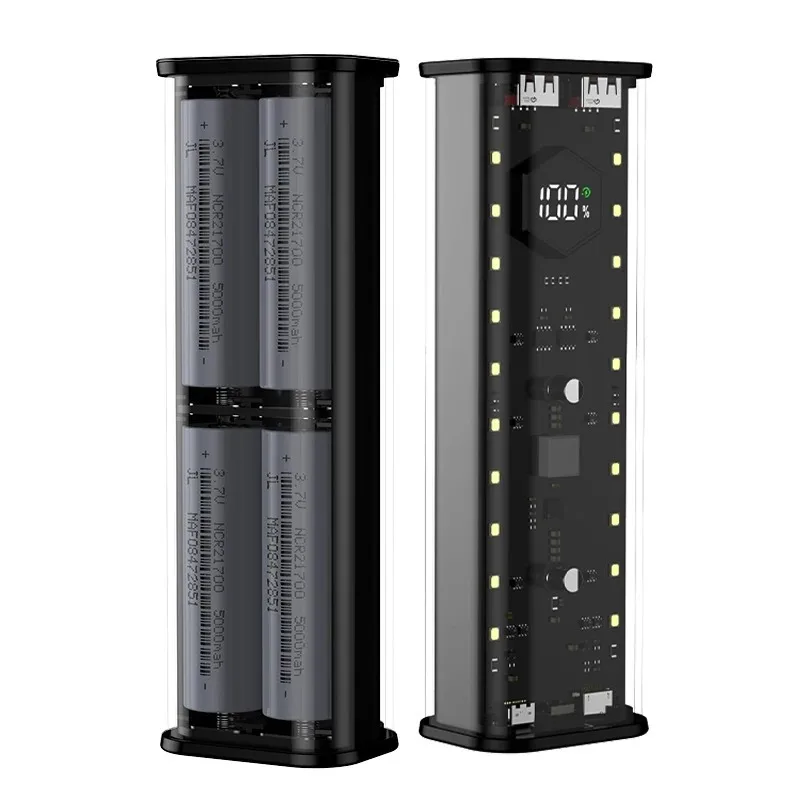 21700 SKLADOVÁ SKOLO BATÉRIA 4 Slots DIY Power Bank Box pre 21700 nabíjačku duálny výstup USB Typec Typec Input 21700 Držiak batérií
