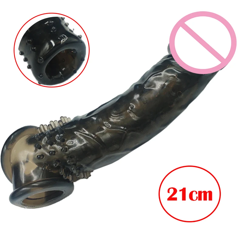 21cm Realistický kondóm penis rozširuje opakovane použiteľný dildo zosilňovač zväčšenie zámku Zamknutia oneskorenia spermií oneskorenie ejakulácie sexuálne hračky