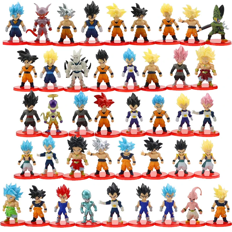 21ks/set Anime Dragon Ball Z Mini Figure Hračky Super Saiyan Goku Vegeta Broly Piccolo Majin Buu Action Figures Dolls Model Hračky
