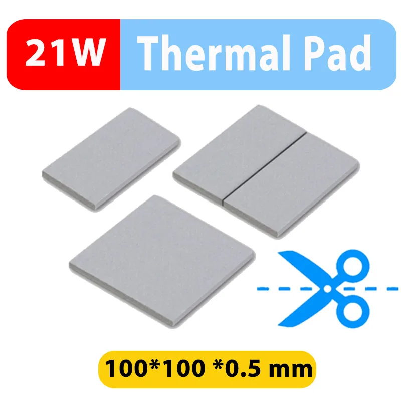 21W 100x100 mm 0,5 mm 0,75 mm 1 mm 1,25 mm 1,5 mm 2 mm 3 mm Tichkess Thermal podložka CPU chladiace podložky Vodivé silikónové termálne