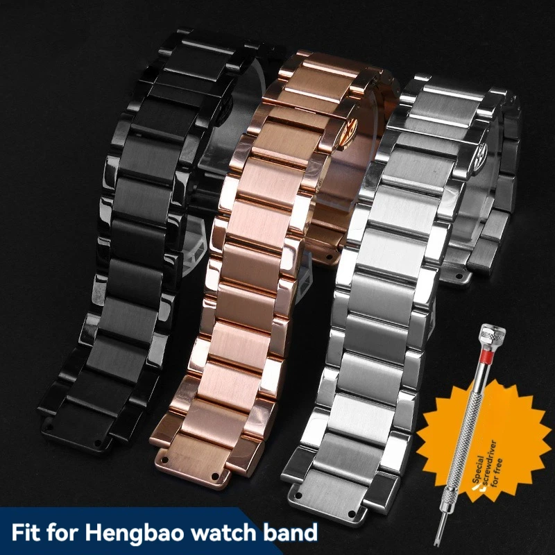 21x13mm 23x17mm 27x19mm kovový masívny oceľový opasok konvexný kĺbový hodinkový popruh vodotesné hodinky pre Hublot Big Bang Classic Fusion