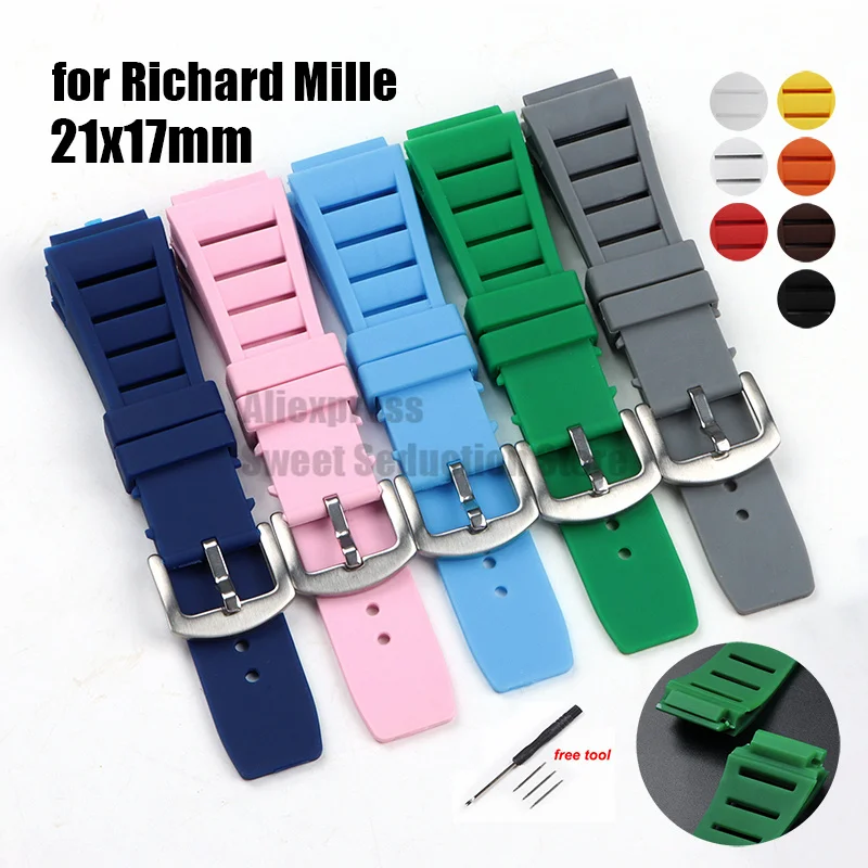 21x17mm gumové silikónové hodinky remienok Ženy Men Sport Soft Watch Band pre Richard Mille náhradné náramkové doplnky