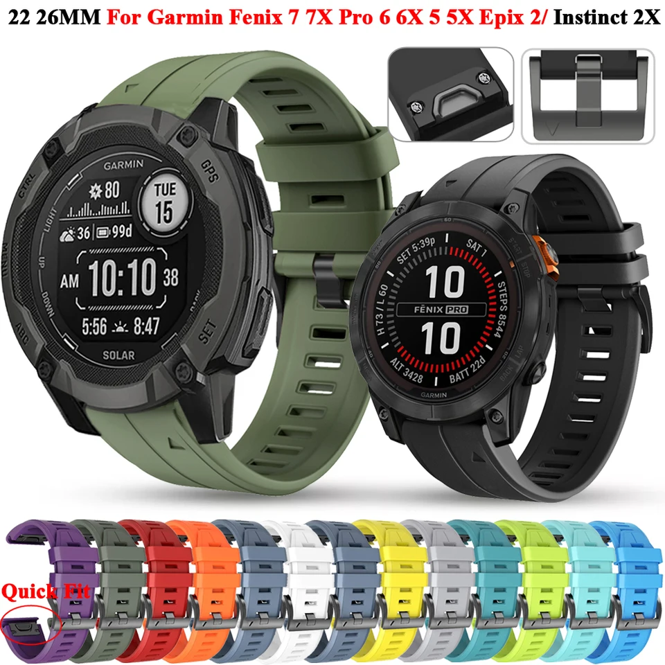 22 26mquickfit Silikónový remienok pre garmin inštinkt 2x Solar Smartwatch Fenix ​​7 7x 6x 6 Pro/5x Plus/Epix 2/Tactix 7 Pro WatchBand