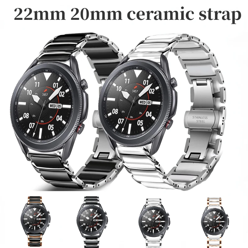 22 mm 20 mm keramický remienok pre Samsung Watch 6 5 4 3/Huawei Watch 4/3/GT4-3-2 Pro Metal Coverless Ocel Reast pre AmazFit GTR 4/BIP