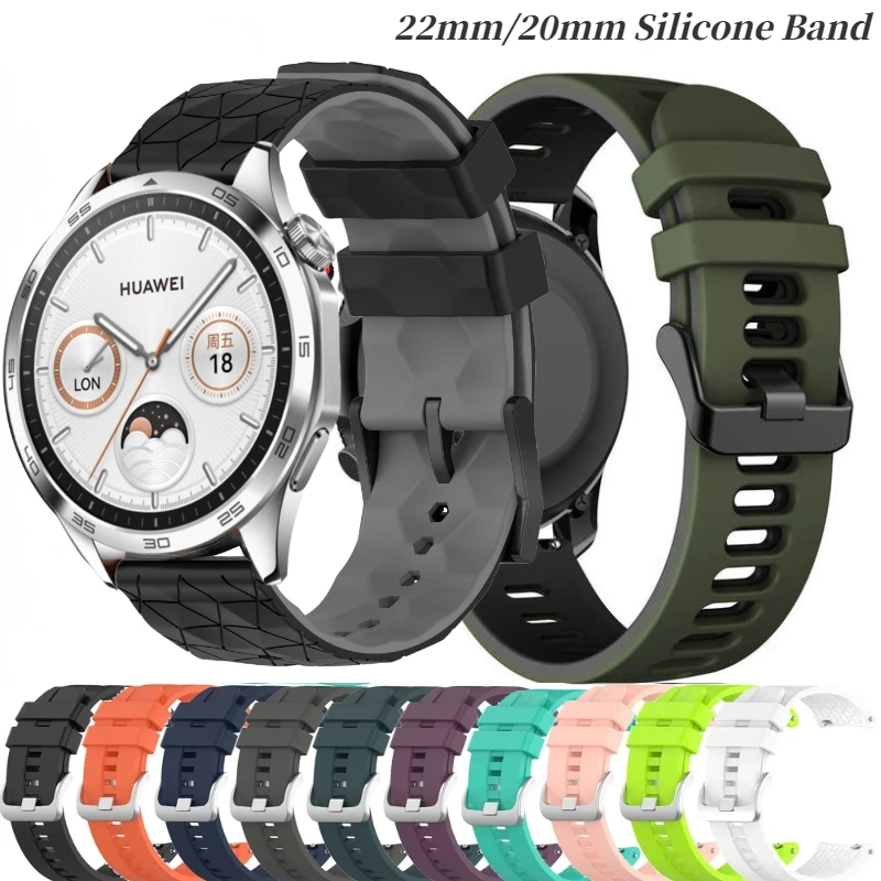 22 mm 20 mm silikónové pásmo pre Huawei Watch 4/GT5-4-3-2 Pro/Samsung Galaxy Watch