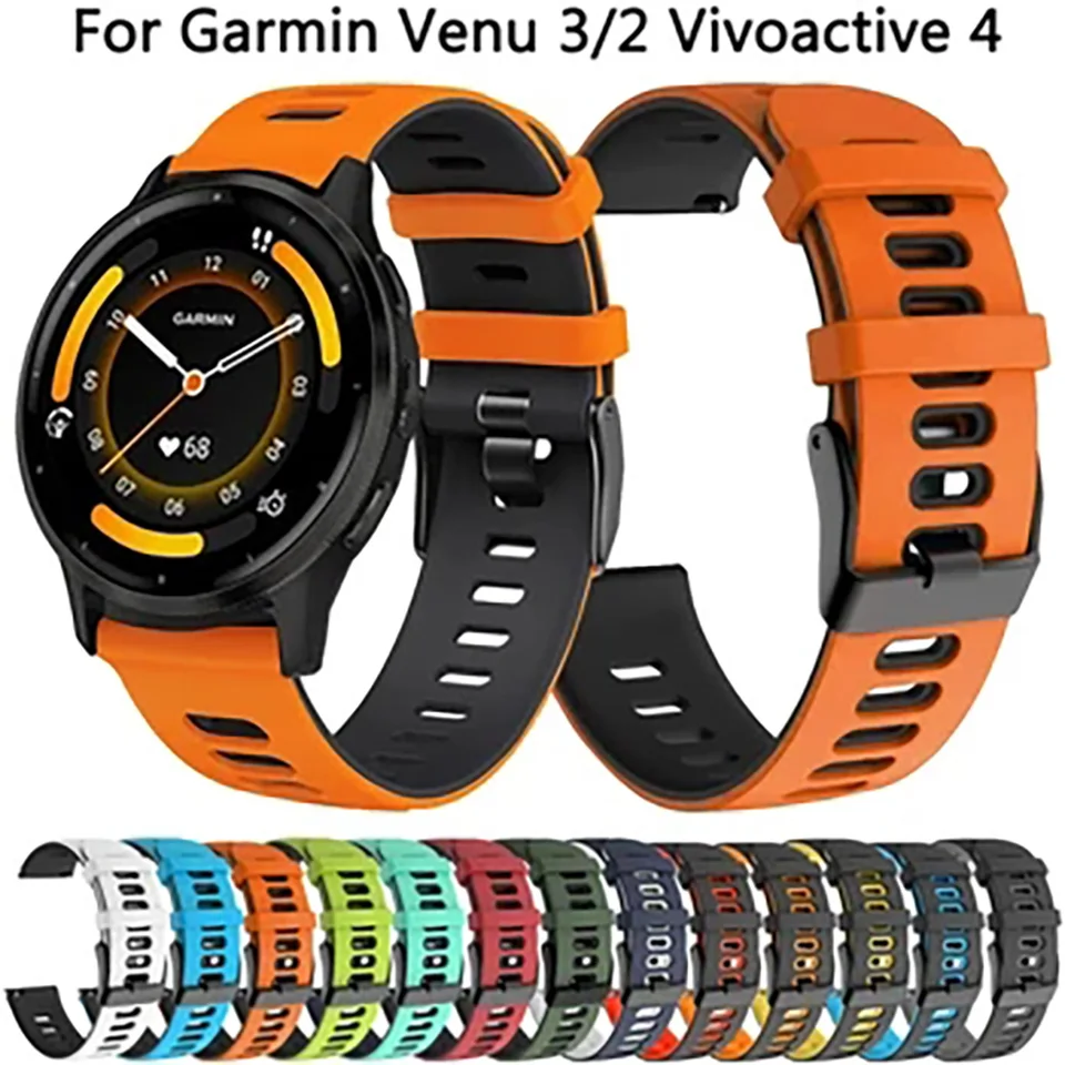 22 mm dvojtónový športový silikónový popruh pre Garmin Forerunner 965 955 Solar 945 935 745 Náramok náramkov na náramok náramkov
