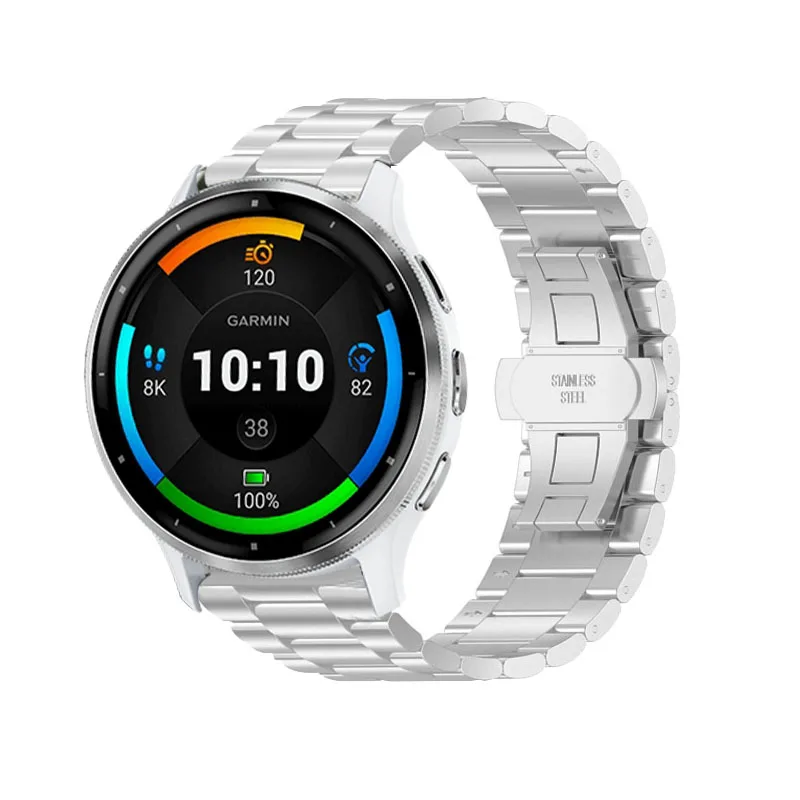 22 mm kovový remienok pre Garmin Forerunner 265 745 255 Náramok s náramkom VivoActive 4 Venu 2 3 Výmena pásov z nehrdzavejúcej ocele z nehrdzavejúcej ocele