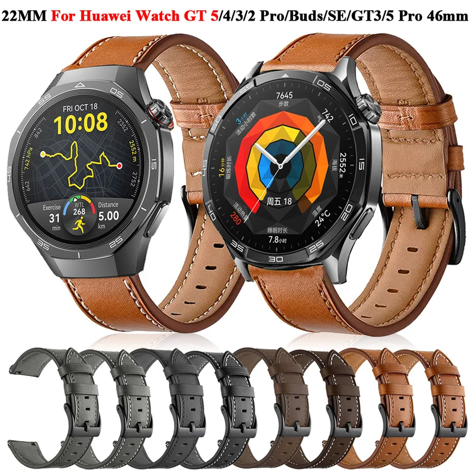 22 mm kožené popruhy pre Huawei Watch GT 5 GT5 46 mm WatchBands Náramok Huawei GT5 PRO 46MM/GT2/3/4 46 mm Pro Smartwatch WristBand Wristband