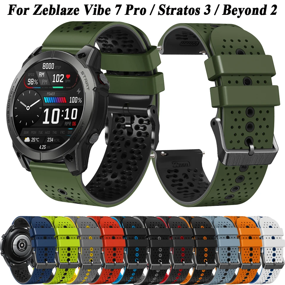 22 mm Silikónové náramkové hodinky pre Zeblaze Vibe 7 Pro/Lite Stratos 2/3/NEO 3 Straps Smartwatch for Zeblaze GTR 2 náramok hodiniek