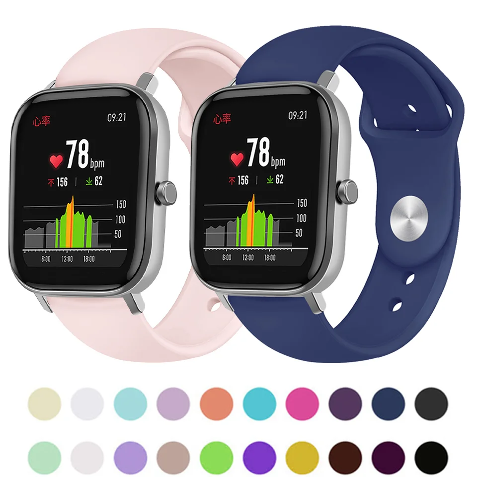 22 mm silikónové pásmo pre AmazFit GTS 3/2/2E/GTS2 MINI/GTR 42MM/47MM/GTR 3/3 PRO/2/2E/4 Sport 20mm Watch Náramok Amazfit BIP STRAP