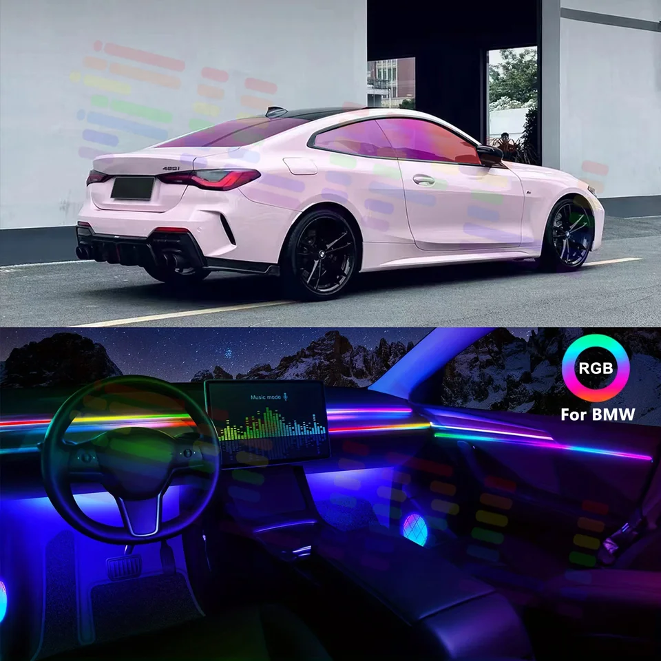 22 v 1 neónovom interiéri LED LED LED LIGHT -LIGHT -ACONSKÉ LISTLY DEKROTATÍVNE ACRYLIC SLUP AUT LAMP PRÍSLUŠENIE PRE BMW AUDI TESLA HONDA BYD