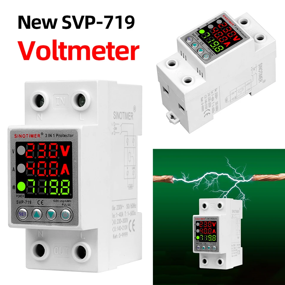 220 V 40/63A nastaviteľné nad napätím ochranné zariadenie DIN Rail Relé ochranca Protect Ochrana Limit Voltmeter