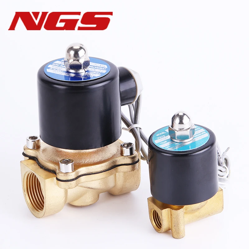 220V 110V 24V 12V 2W Normálne uzavretý mosadzný elektrický solenoidný ventil pre vodný vzduchový olej 1/4 