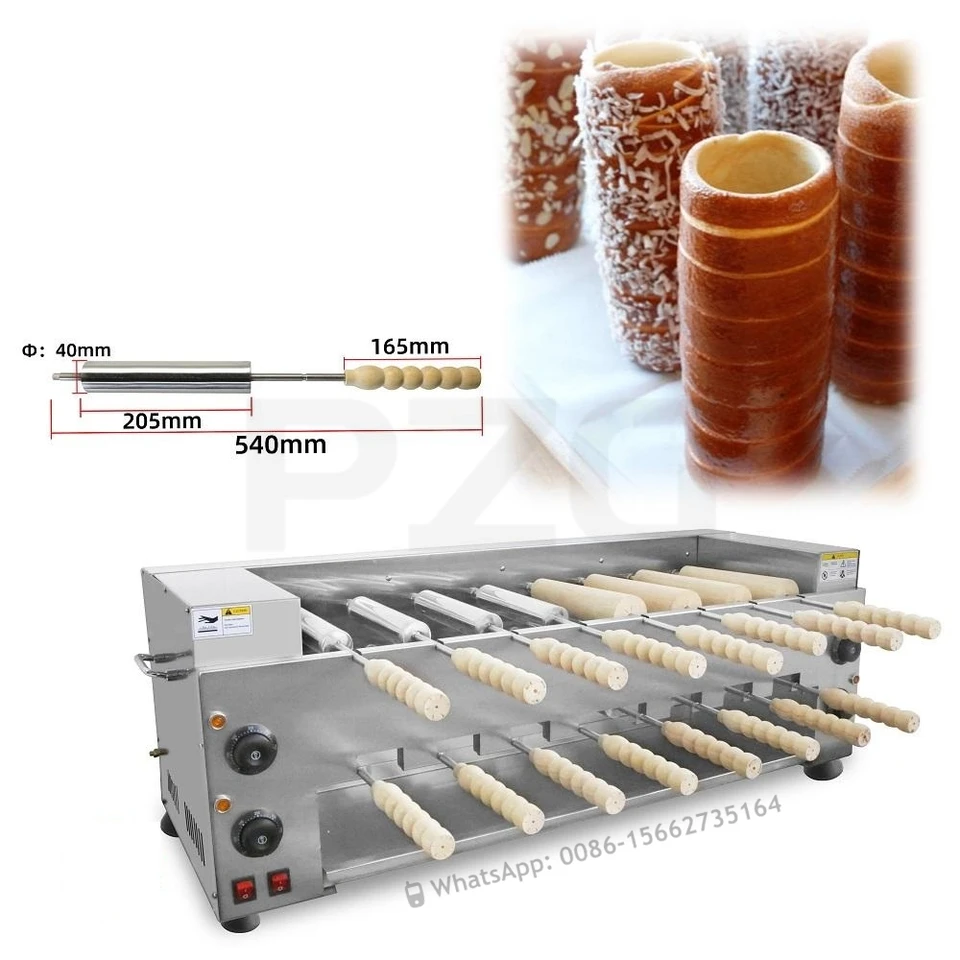 220V 110V Chimney Cake Roll Roll Grill Machine z nehrdzavejúcej ocele chlieb Roll Ice Cream Kr. Kurtos Kalacs Waffle Maker