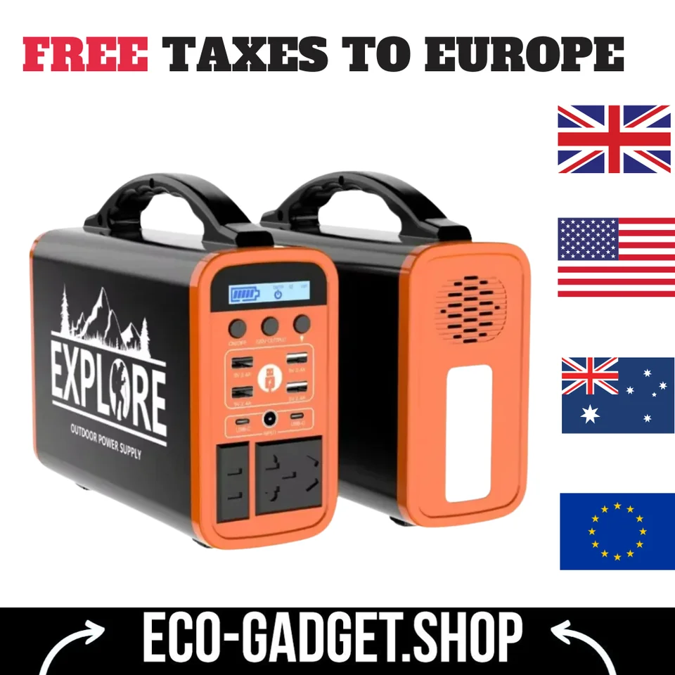 220V 400W Prenosná elektráreň LifePO4 60000 mAh Solar Generátor USB AC DC Núdzová externá náhradná batéria pre vonkajšie kempingy