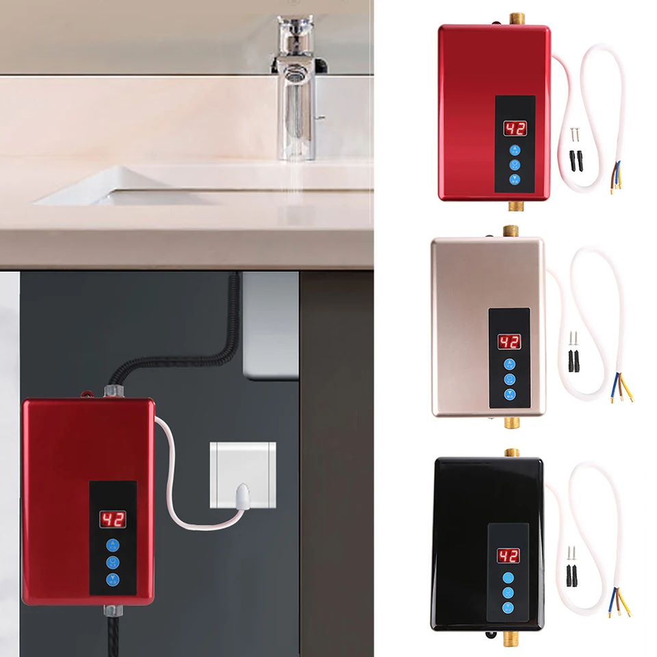 220V 5,5 kW Mini Instant Electric Electric Herter Herter bez nádrže Sprchova horúca voda Kuchyňa Mini elektrická horúca voda ohrievač vody