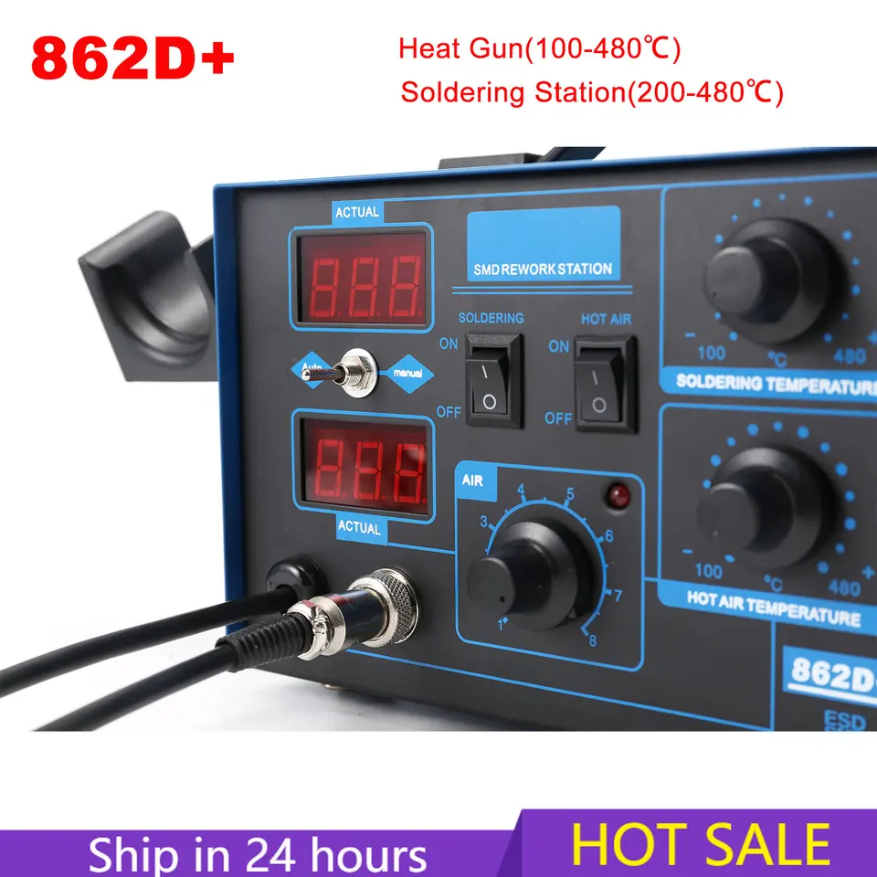 220V 750W SMD Rework Služovacia stanica 2 v 1 horúcom vzduchu Spájká Iron LCD Digitálna zváracia stanica pre opravu BGA PCB IC