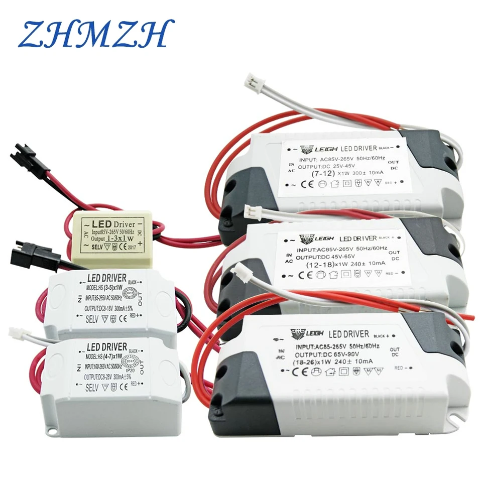 220V LED Konštantný prúd 1-3W 4-7W 7-12W 12-18W 26-36W 37-50W Výstup napájania napájania 300MA 240MA Externý pre LED Downlight